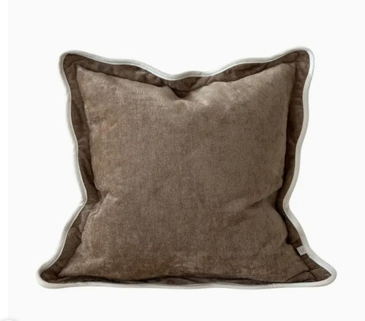 Chloe Coffee Scalloped Edge Cushion