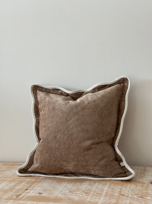 Chloe Coffee Scalloped Edge Pillow Cover