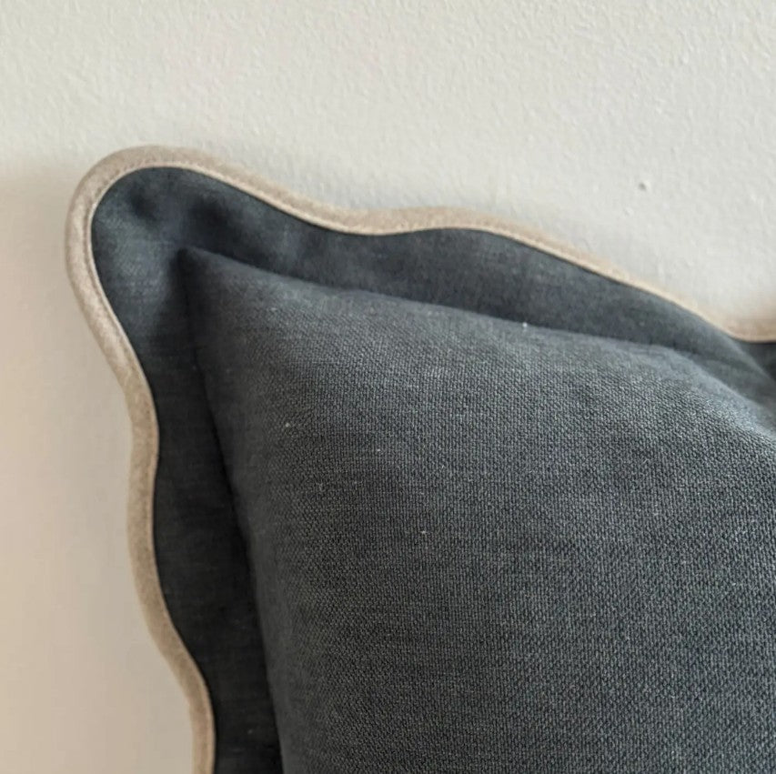 Chloe Navy Scalloped Edge Cushion Cover 