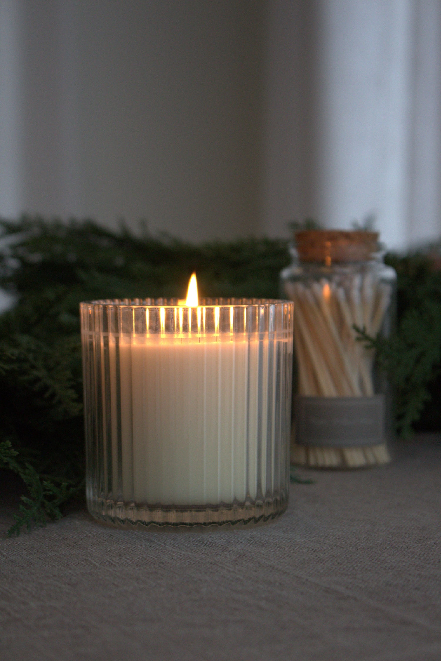 Christmas 12 oz Soy Candle, Fluted Ribbed Jar