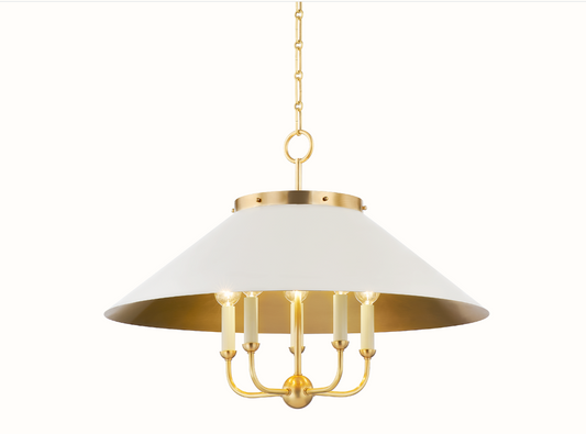 Clivedon Chandelier - Aged Brass/Off White