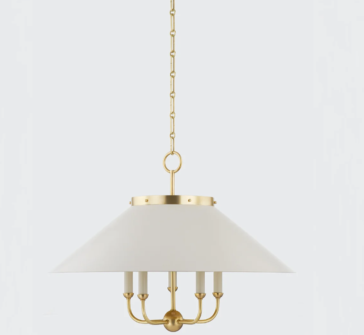 Clivedon Chandelier - Aged Brass/Off White