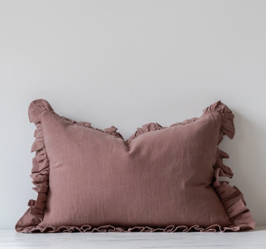 Cocoa Ruffle Pillow Cover