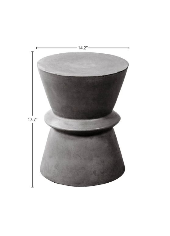 Concrete Hourglass Side Table - Dark Grey