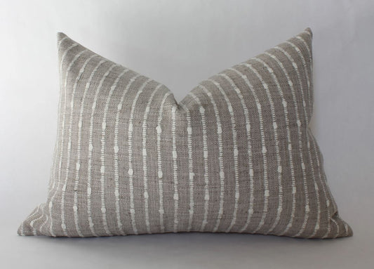 Cream Lumbar Pillow Cover, Neutral Striped Pillow