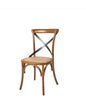 Wooden chair with a woven seat on a white background