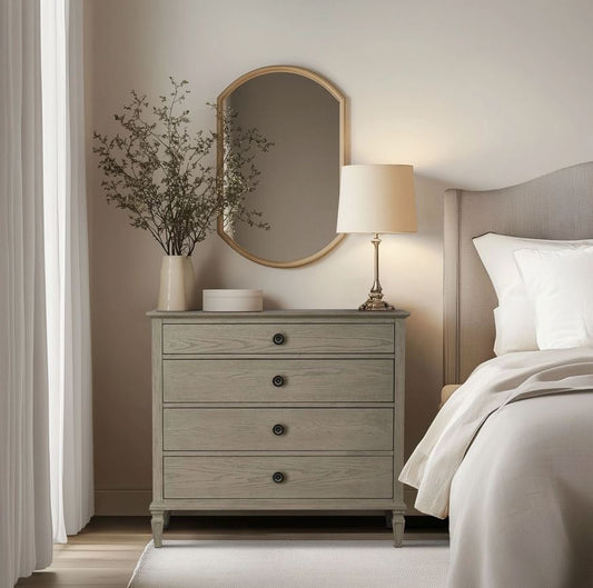 European Country Style 4-Drawer Dresser - Grey 