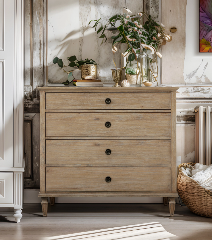 European Country Style 4-Drawer Dresser