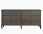 European Country Style Farmhouse 6-Drawer Dresser, Brown 