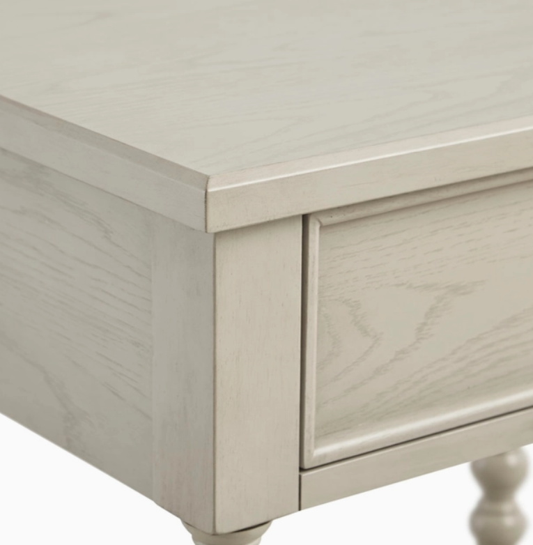 Farmhouse Wood Nightstand with Turned Legs - Cream
