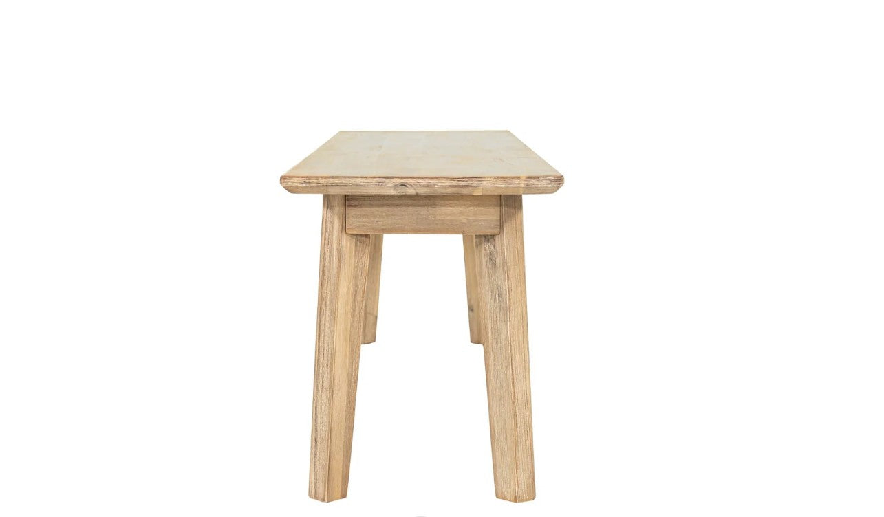 Wooden side table on a white background