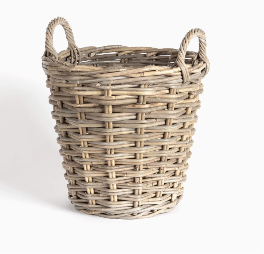 Grey Rattan Bushel 2X2 Weave with Ears Handles