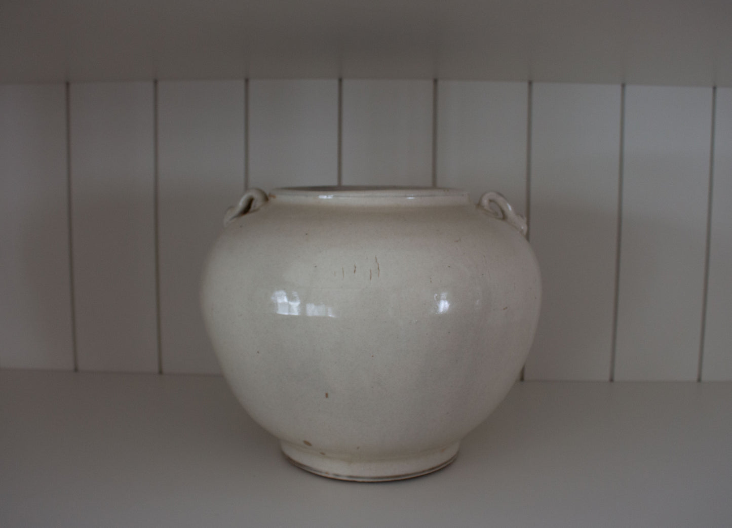 Cream Glazed Vintage Pot Vase