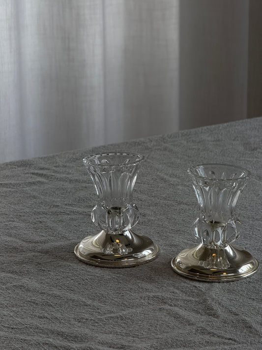 Glass and Silver Plated Candle Holders