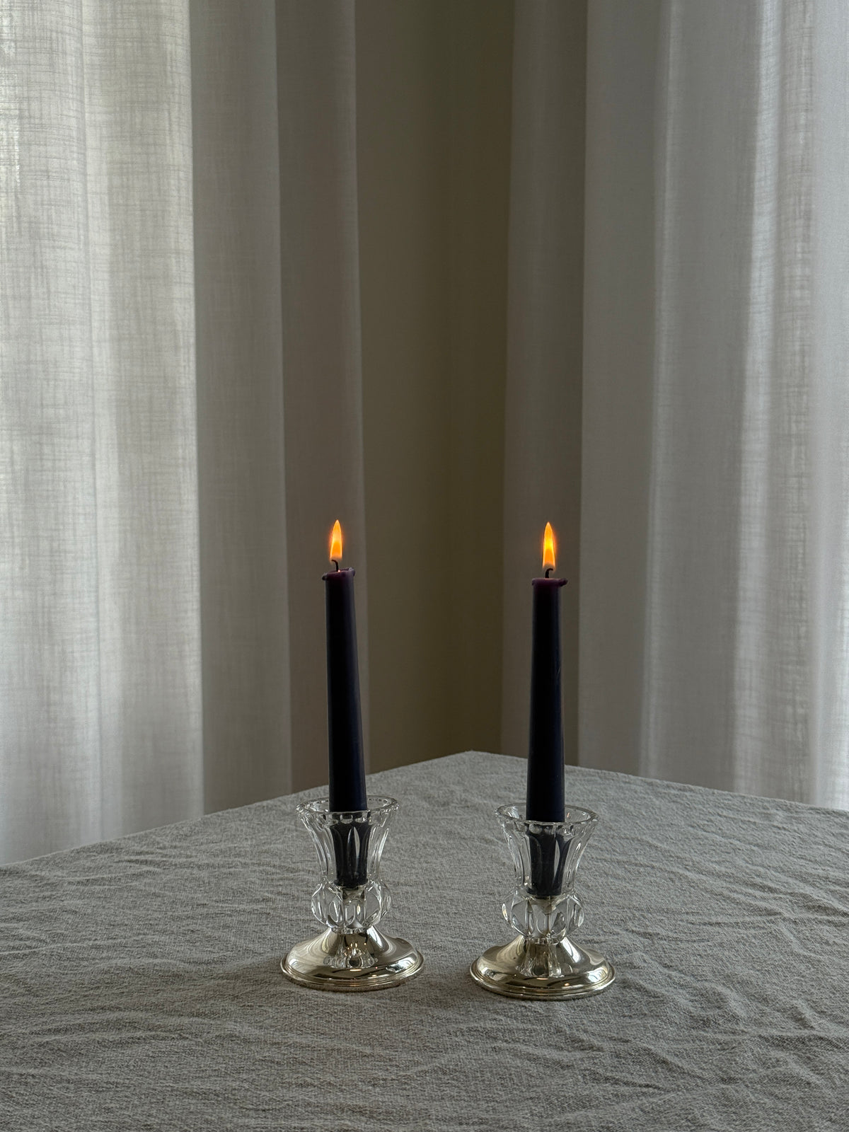 Glass and Silver Plated Candle Holders