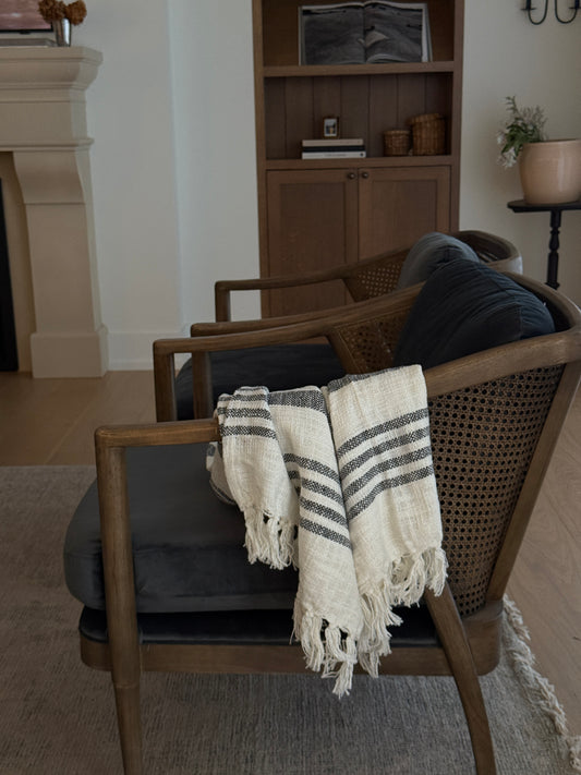 Striped Cotton Throw with Tassels
