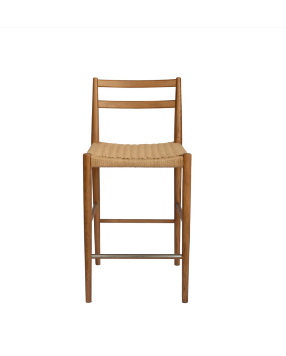 Jakarta Counter Stool with Back - Walnut/Natural Woven Seat