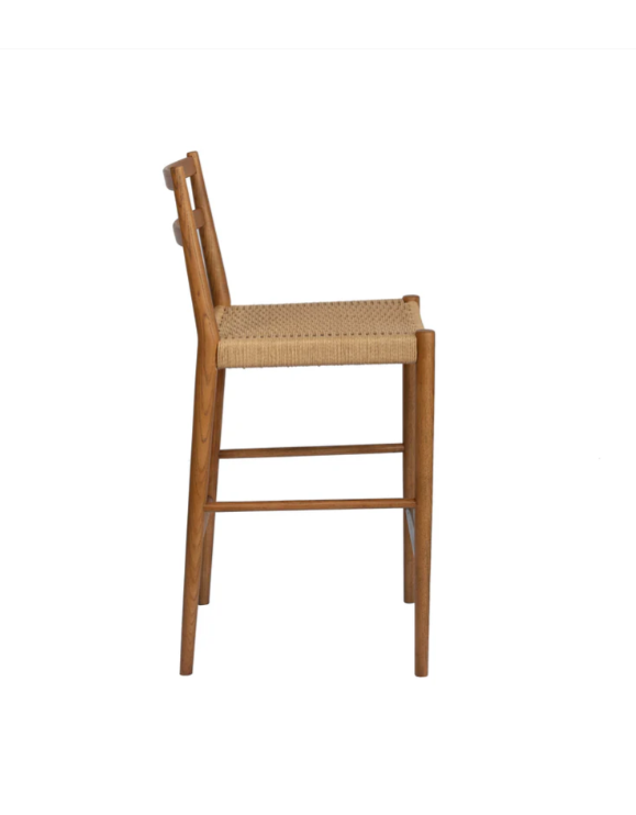 Jakarta Counter Stool with Back - Walnut/Natural Woven Seat