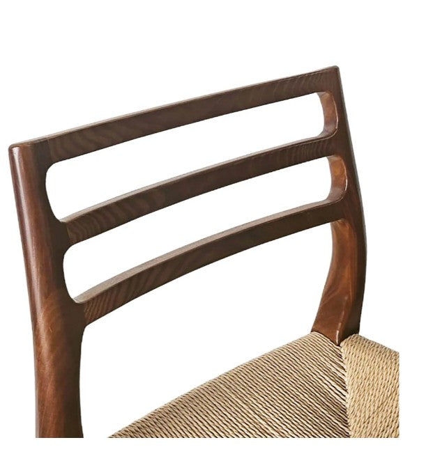 Wooden chair backrest with a white background
