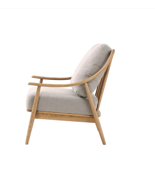 Kinsley Club Chair - Light Linen/ Natural Frame