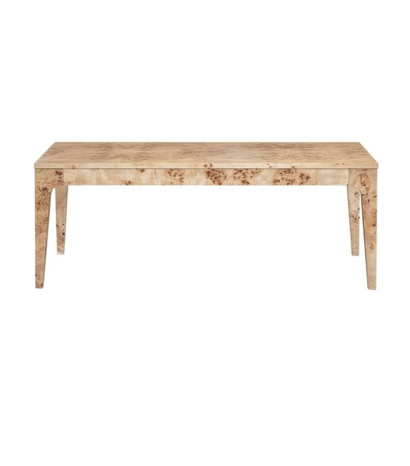Wooden table with a natural finish on a white background