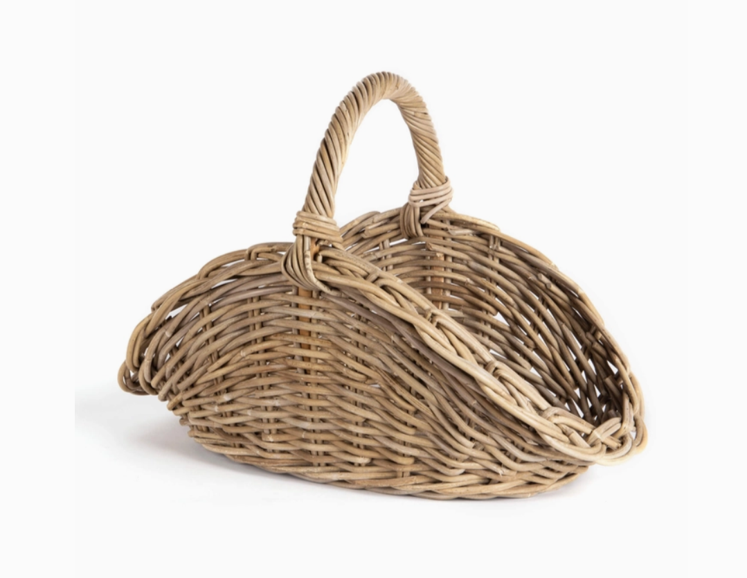 Oval Grey Rattan Gathering Basket