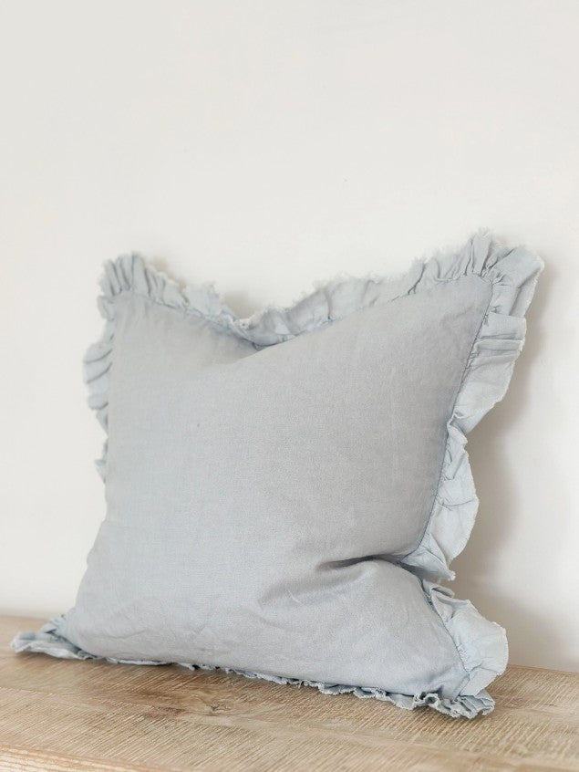 Ruffle Cushion Cover in Dusty Blue