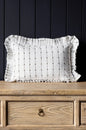 Ruffle Lumbar Pillow Cover - Embroidery Olive Green Stripes