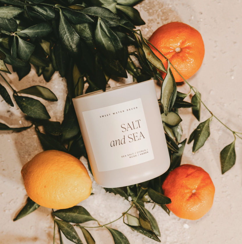 Salt and Sea 15 oz Soy Candle, Matte Jar