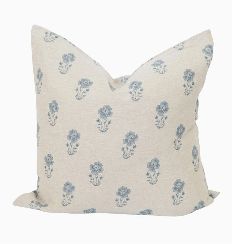 Signature Linen Petite Blue Floral Pillow Cover 20x20