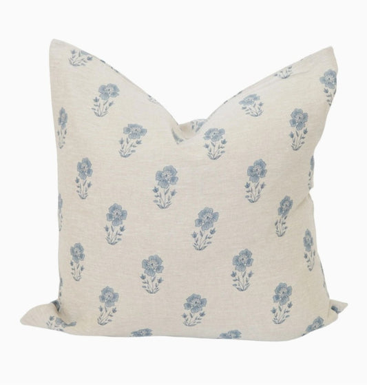 Signature Linen Petite Blue Floral Pillow Cover 20x20