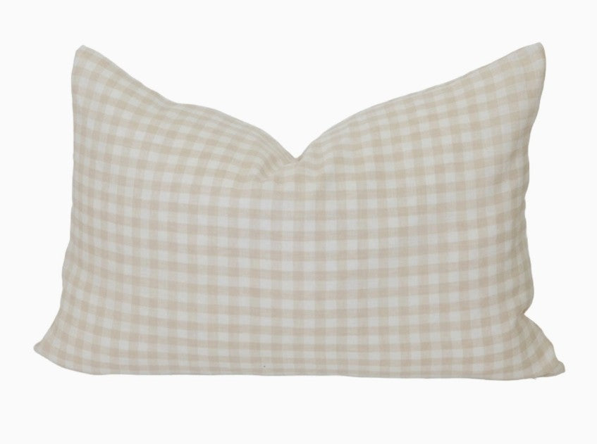 Linen Natural Gingham Pillow Cover
