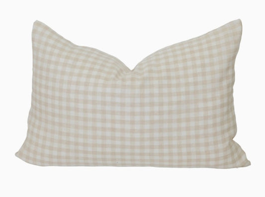 Linen Natural Gingham Pillow Cover