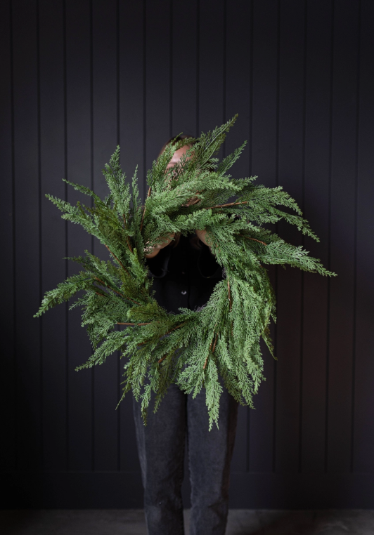 Cypress Leaf Full Real Touch Wreath - 24"