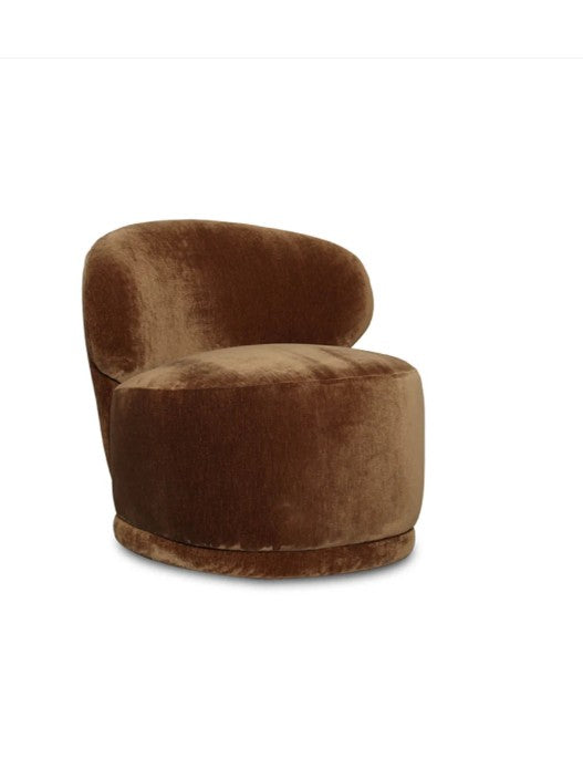 Rollo Club Chair In Distressed Velvet Bronze