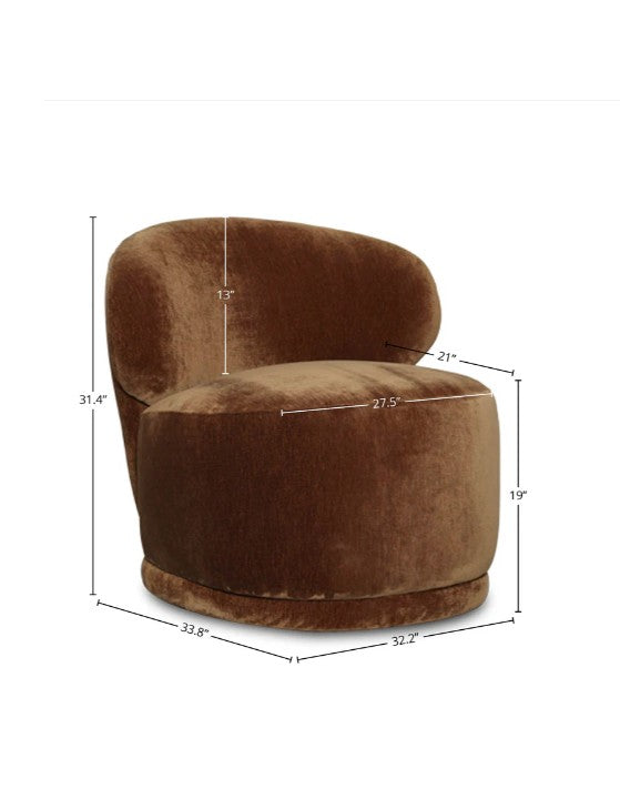 Rollo Club Chair In Distressed Velvet Bronze