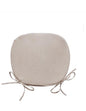 Beige square seat cushion with ties on a white background