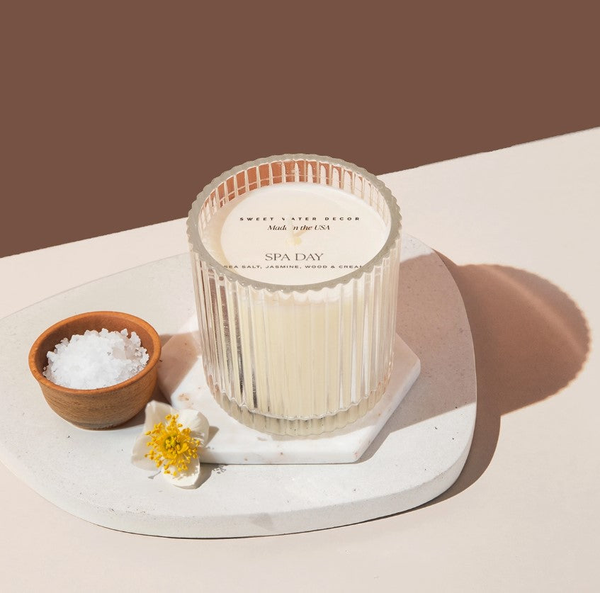 Spa Day 12 oz Soy Candle, Fluted Ribbed Jar