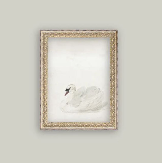 Swan Framed Antique Art