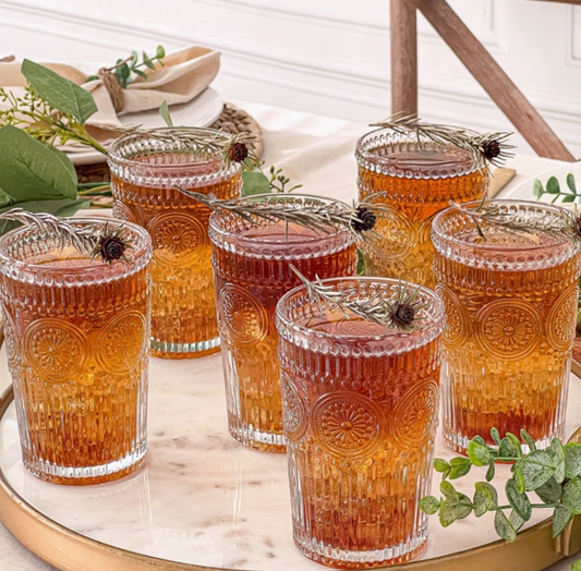 13 oz. Vintage Textured Clear Drinking Glasses 