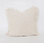 Woven Ivory Slub Fringed Pillow Cover