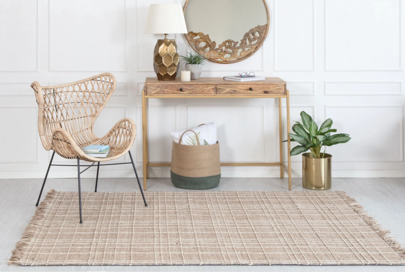 Okemah Jute and Ivory Wool Rug