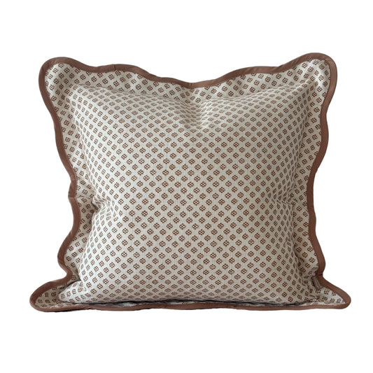 Chloe Light Brown Scalloped Edge Pillow Cover