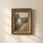 White Farmhouse - Antique Inspired Gold Leaf Crowned Framed Art