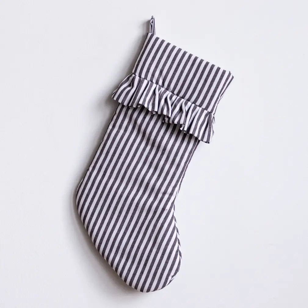 Brown Striped Holiday Stocking