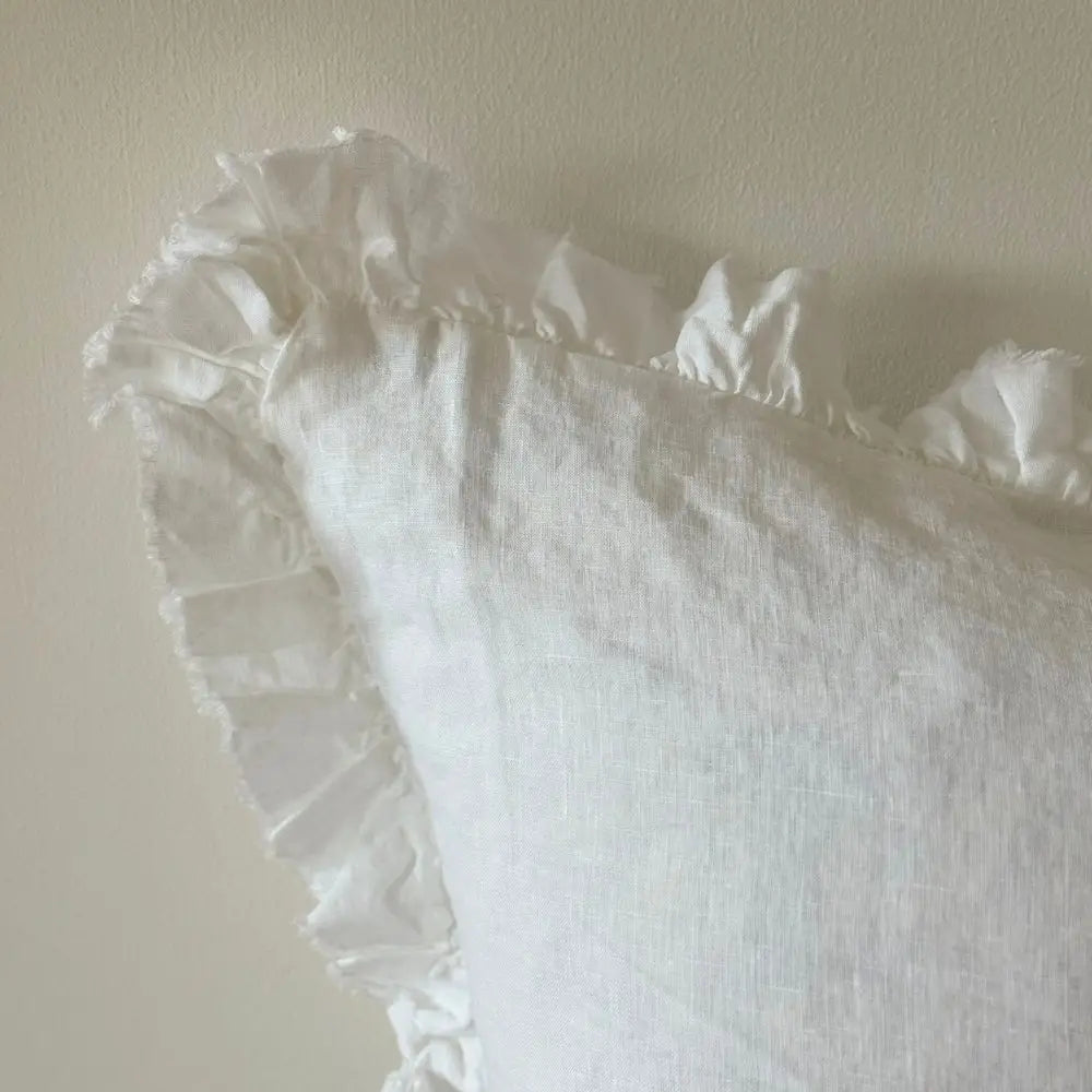 Hallie White Ruffled Cushion Cover