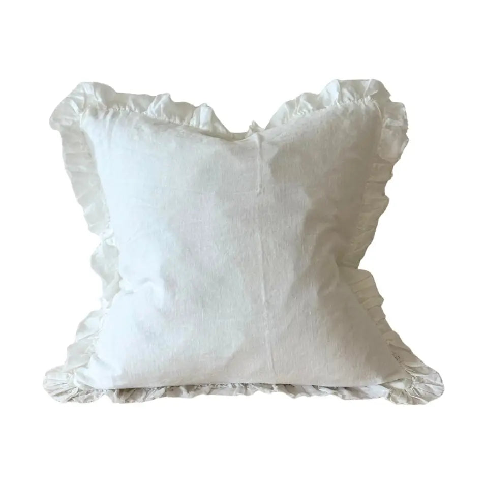 Hallie White Ruffled Cushion Cover