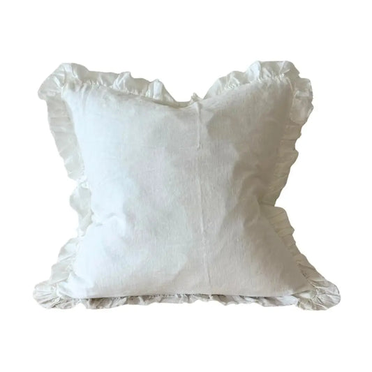 Hallie White Ruffled Cushion Cover