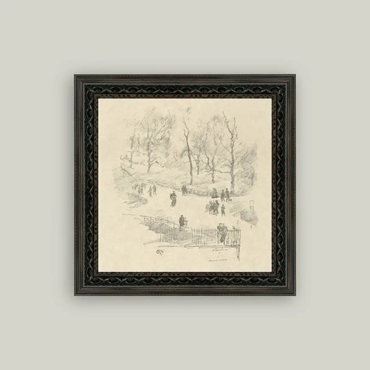 Kensington Gardens in Winter-framed 16"x16"